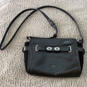 Animal print leather and suede crossbody